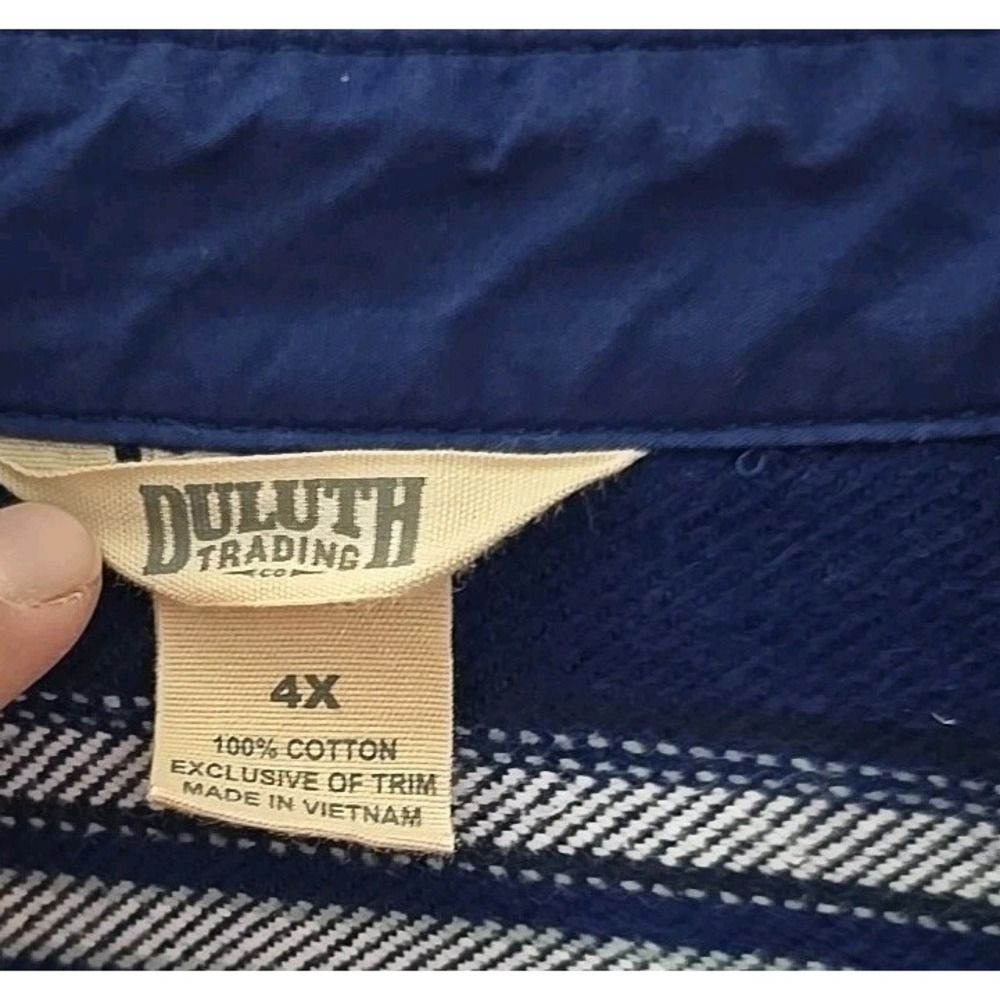 Duluth Trading Co Women's Shacket Blue White‎ Stripe Flannel Cotton Plus Size 4X - Picture 7 of 14